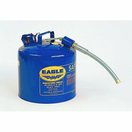 EAGLE Manufacturing TYPE II SAFETY CANS-GAVANIZED STEEL, Blue - w/5/8in. O.D. Flex Spout, CAPACITY: 5 Gal U251SX5BLU